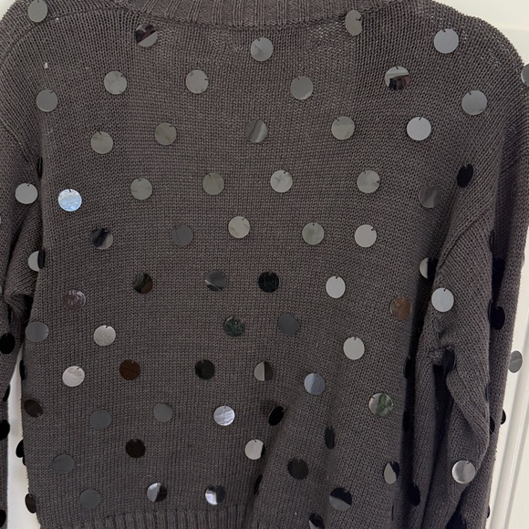 Vintage Karin Morgan Black Open Front Cardigan with Large Sequins  - Size Medium - Picture 6 of 9